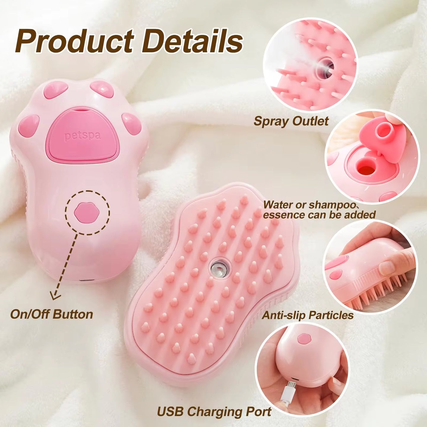 3 in 1 Electric Steam Grooming Brush/Comb
